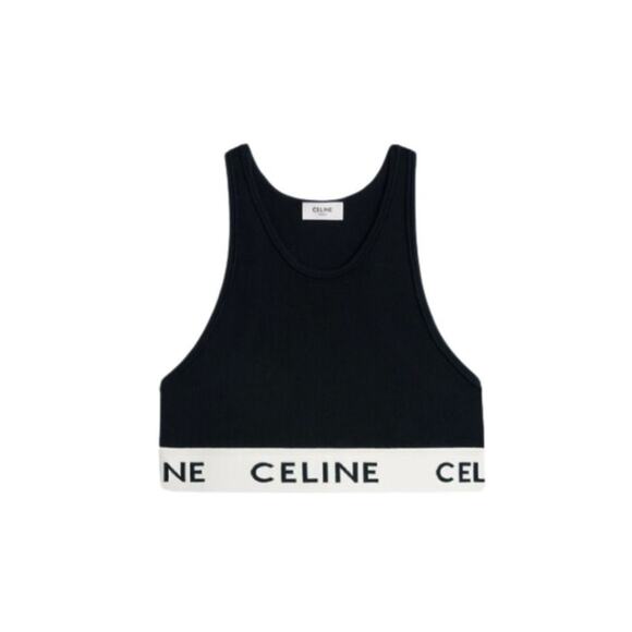 NWT Celine Sports Bra in Athletic Knit Black/Cream M - Picture 1 of 13
